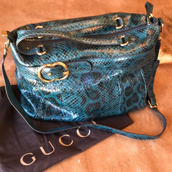 GUCCI Python Large Ride Bag Teal - Picture 3 of 8